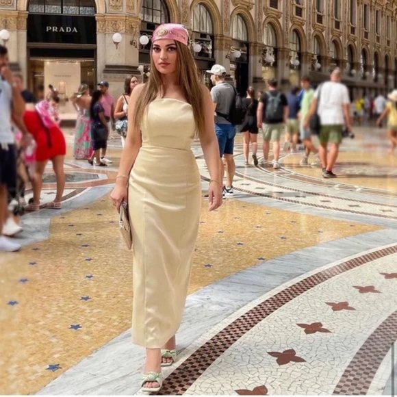 ZARA CREAM SATIN EFFECT MIDI DRESS - Picture 9 of 16